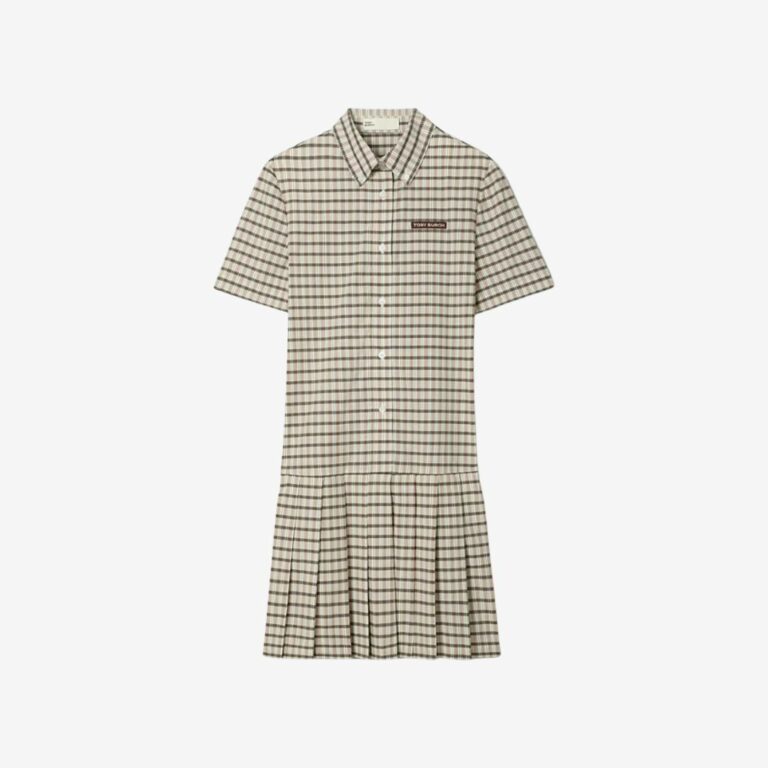Đầm golf Plaid Drop Waist Pleated