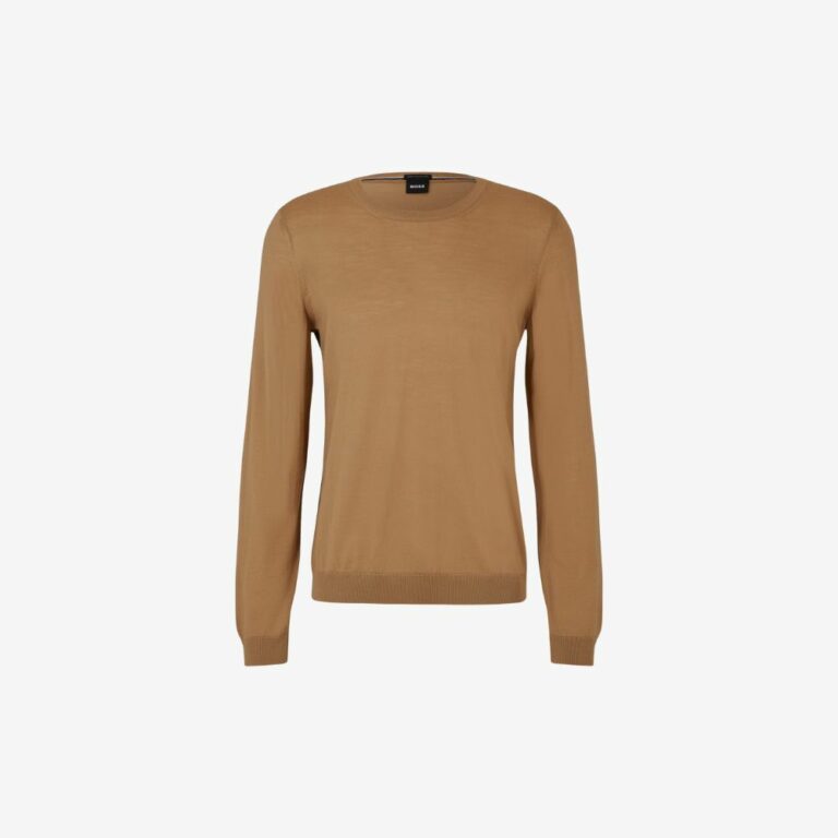 Áo len merino dáng slim-fit cổ tròn