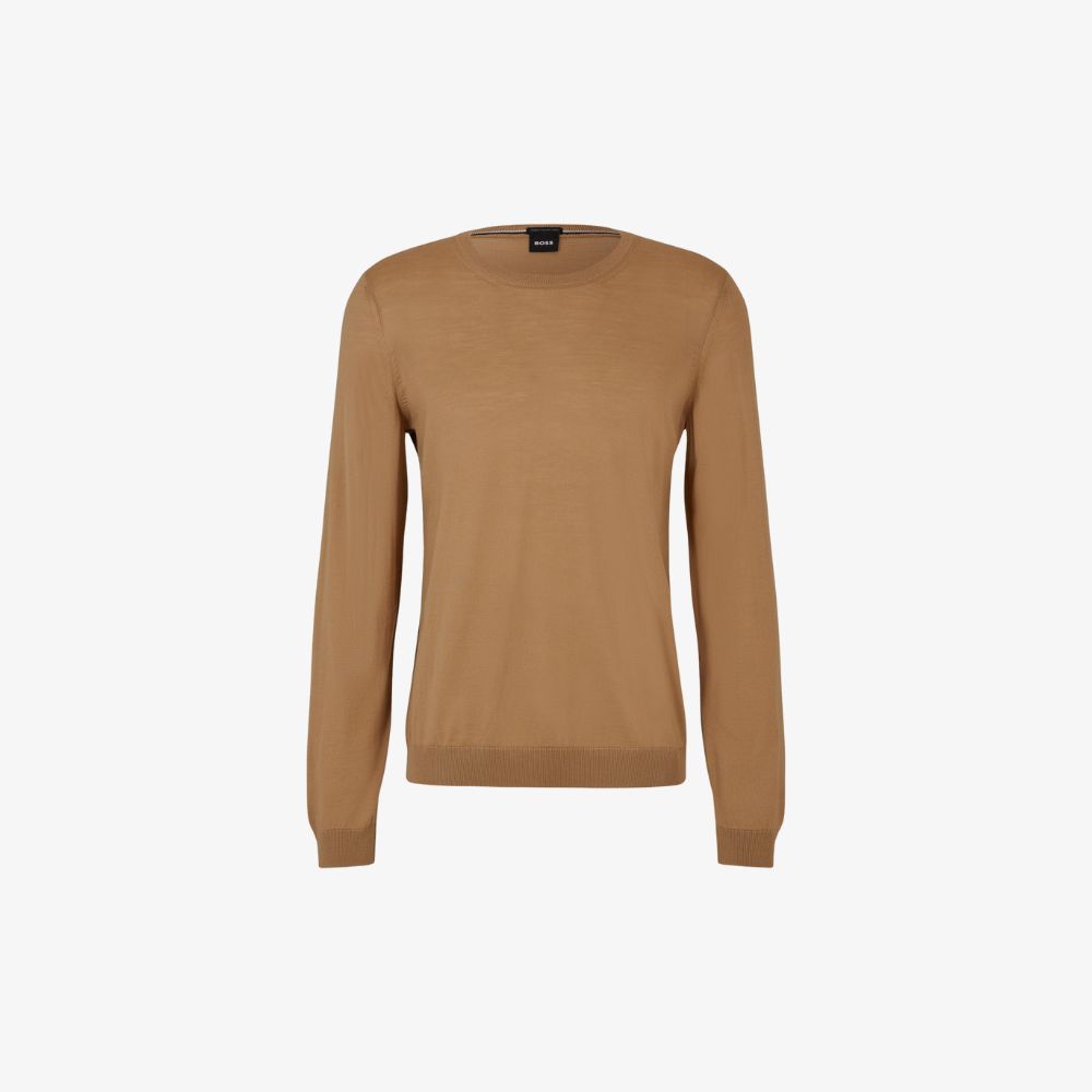 Bộ sưu tập BOSS Thu Đông 2025: Tiến trên đường đời 10 Áo len merino dáng slim-fit cổ tròn