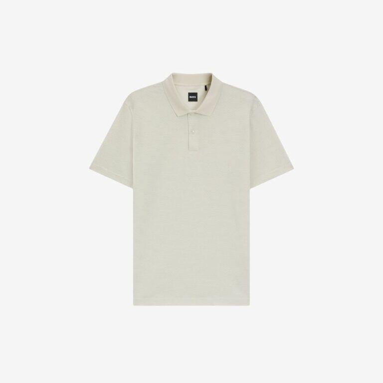 Áo polo vải cotton mercerized họa tiết jacquard hình học