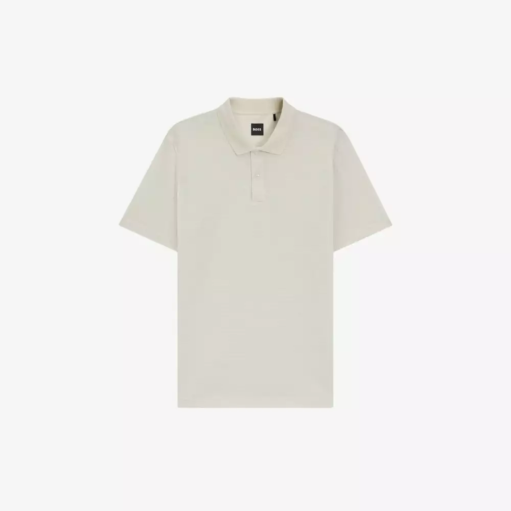 Bộ sưu tập BOSS Thu Đông 2025: Tiến trên đường đời 8 Áo polo vải cotton mercerized họa tiết jacquard hình học