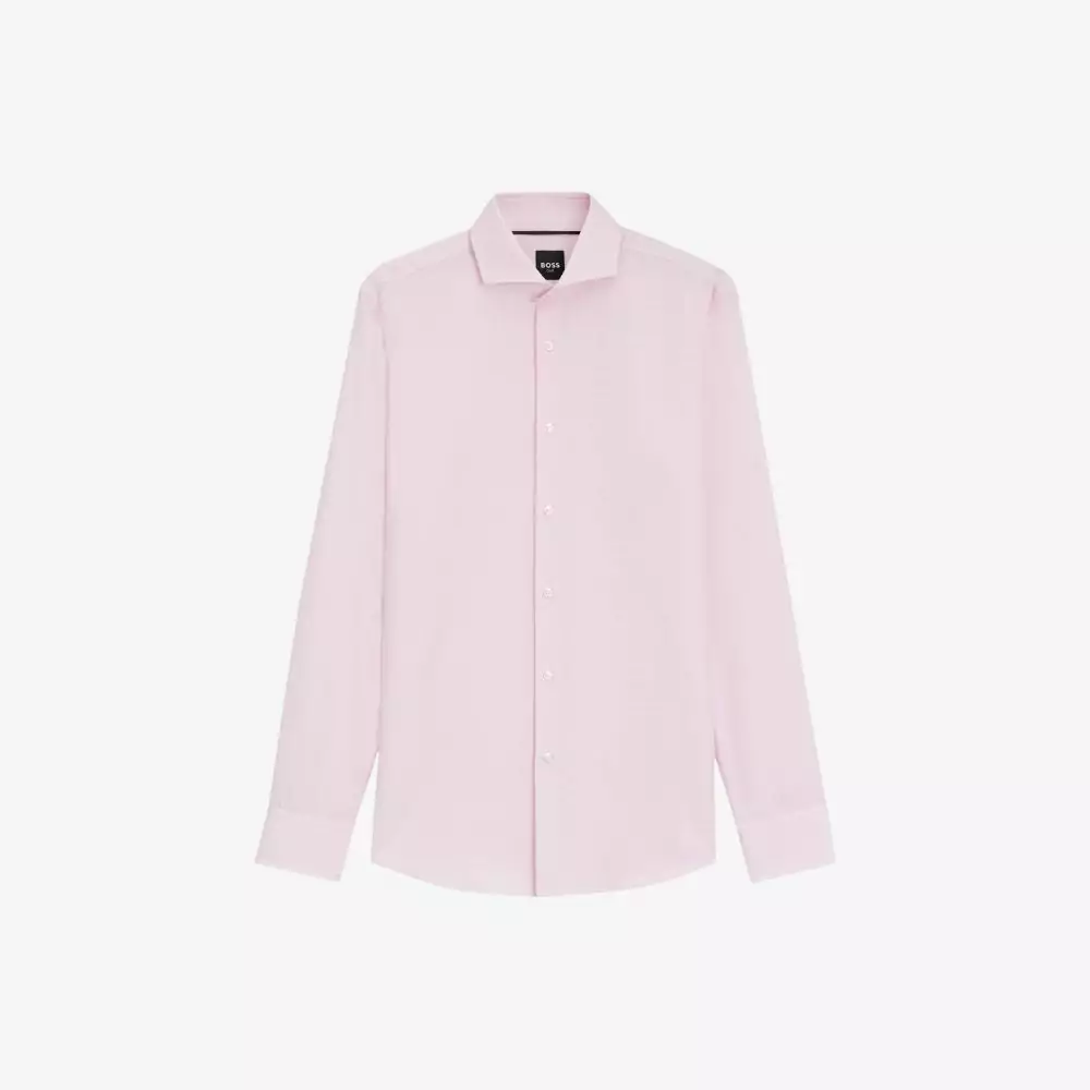Bộ sưu tập BOSS Thu Đông 2025: Tiến trên đường đời 14 Áo sơ mi dáng slim-fit vải cotton twill họa tiết micro