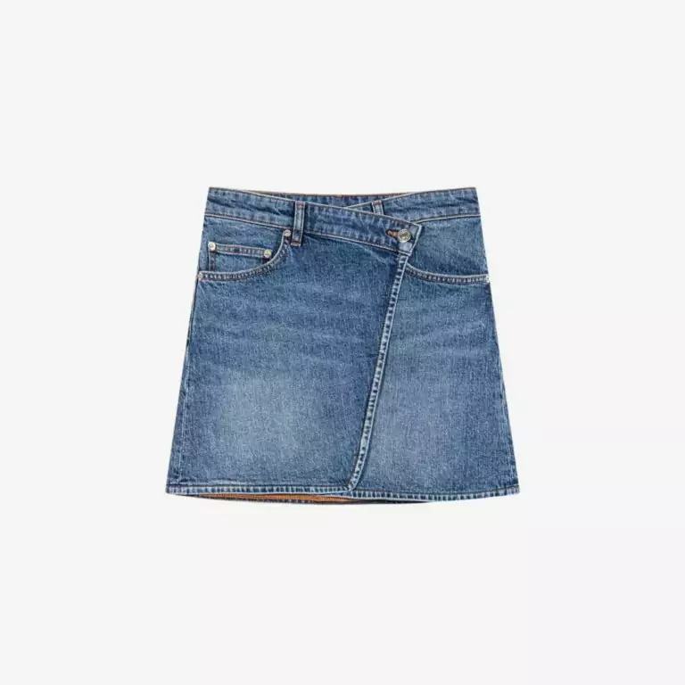 Chân váy denim cạp chéo