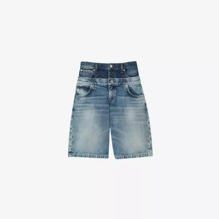 Quần short denim bermuda cạp đôi