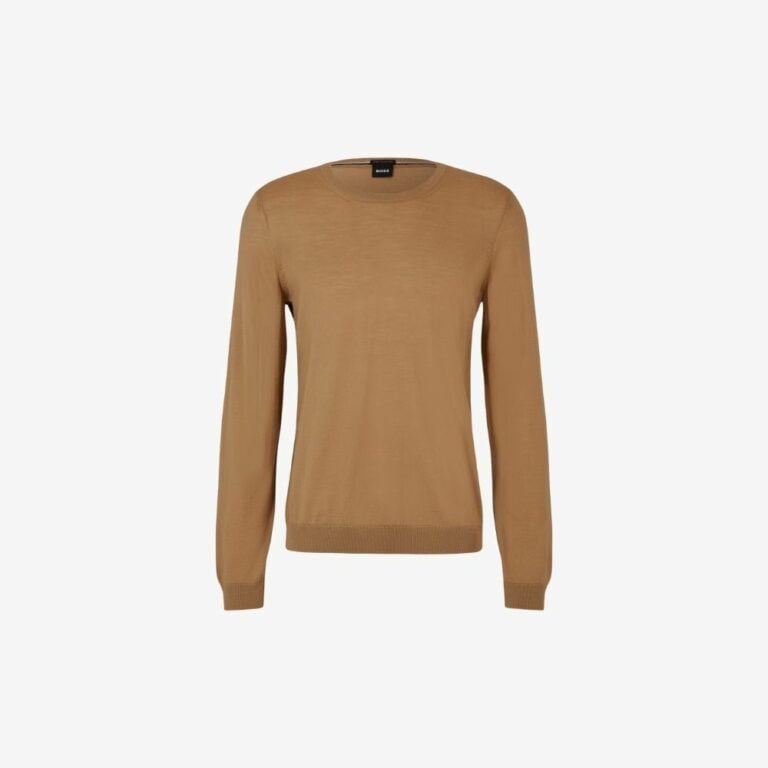 Áo len merino dáng slim-fit cổ tròn