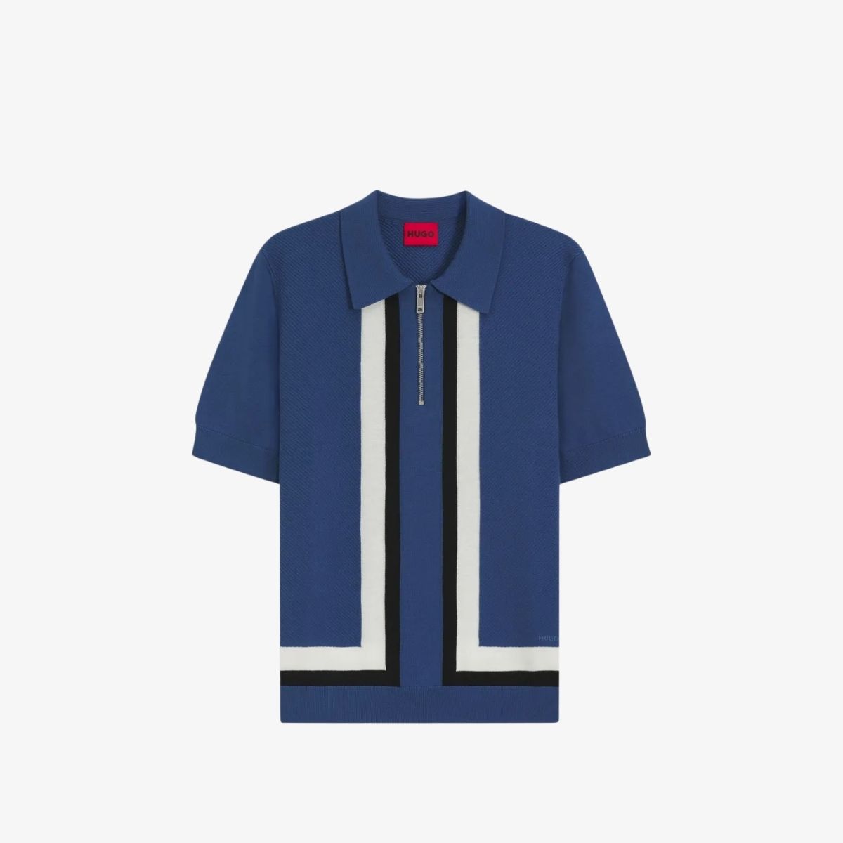 Áo len cổ kéo khóa với chi tiết kẻ sọc