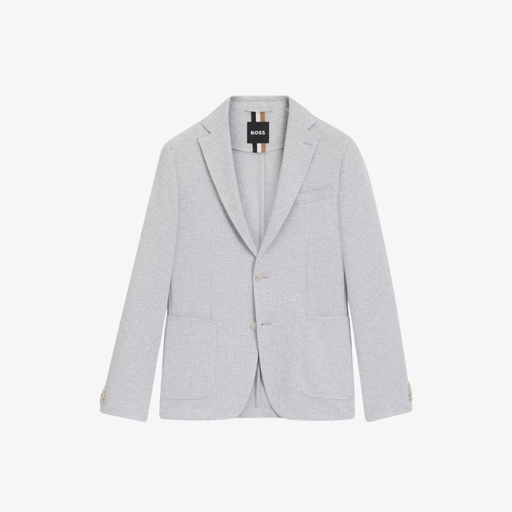 Blazer dáng slim-fit vải cotton họa tiết houndstooth