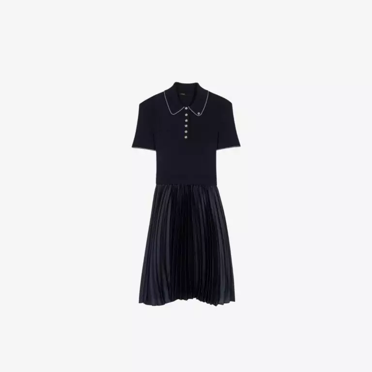 Đầm ngắn xếp ly cổ polo