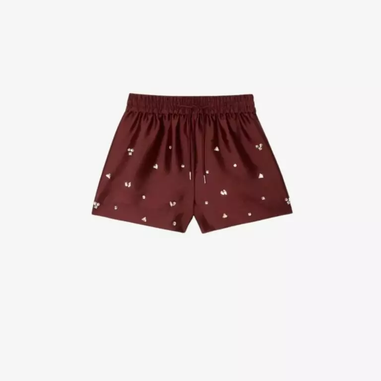 Quần short ống rộng đính đá