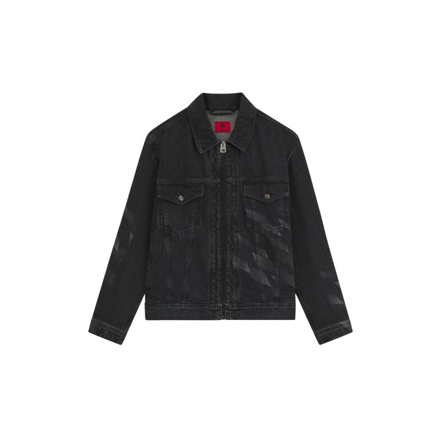 Áo khoác jeans dáng suông HUGO x RB họa tiết khắc laser