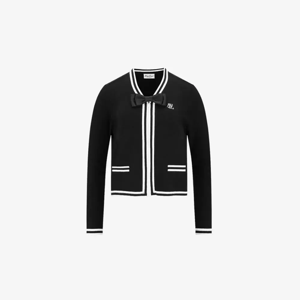Áo cardigan khóa kéo nơ