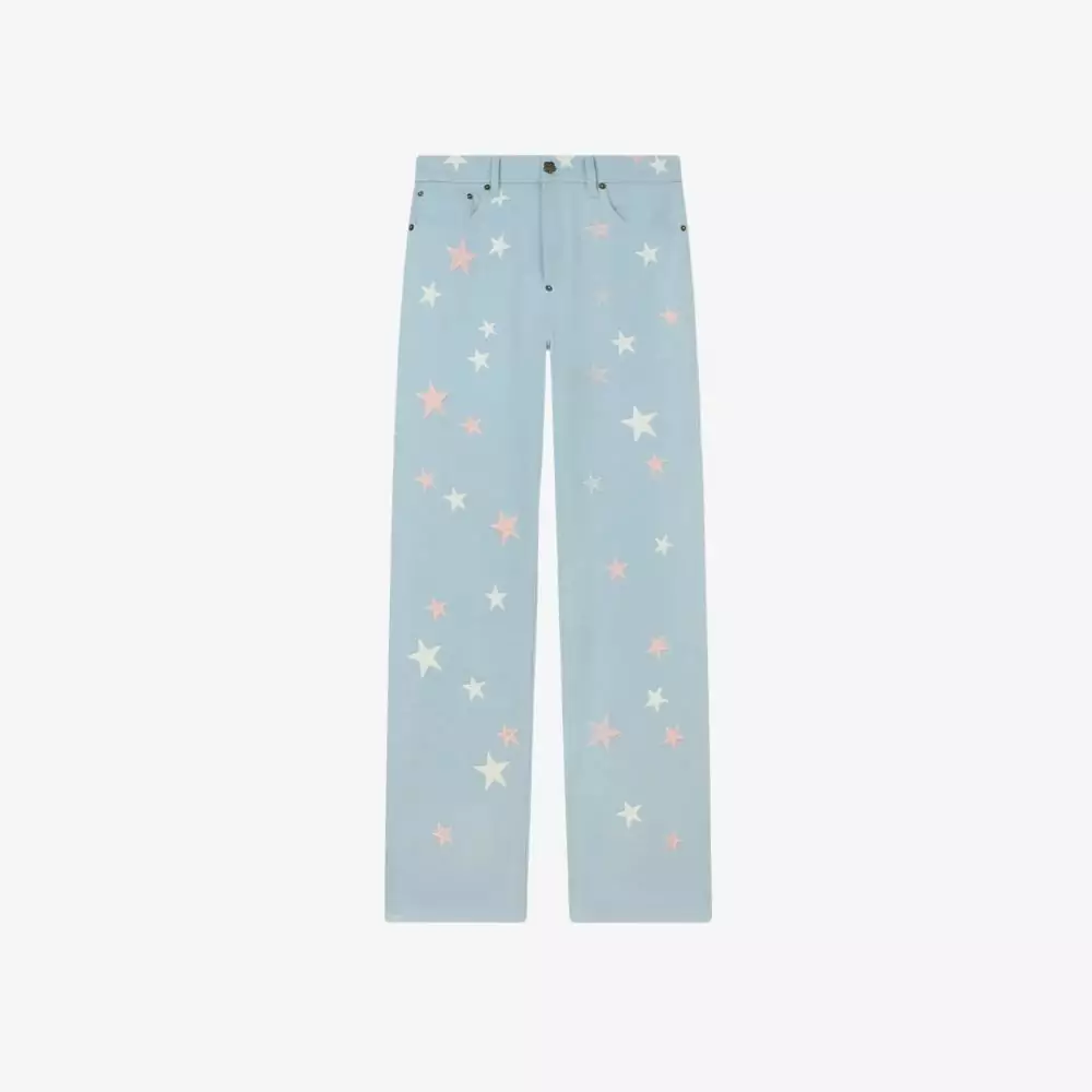 Quần cạp thấp denim Nhật thêu họa tiết Stars