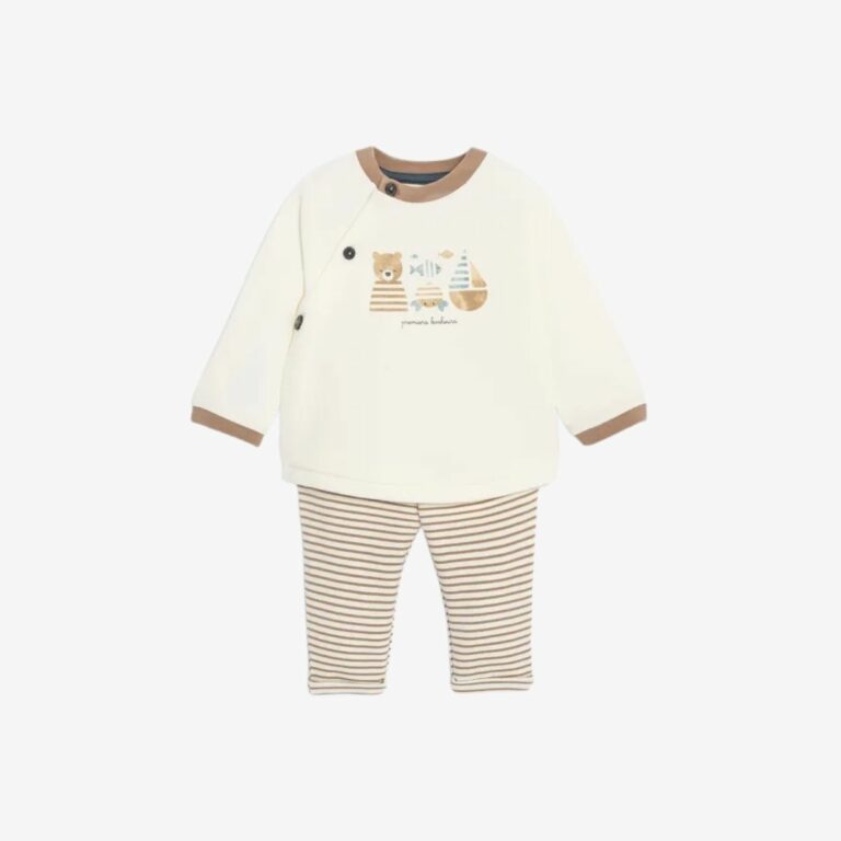 Bộ áo nỉ và quần kẻ ngang