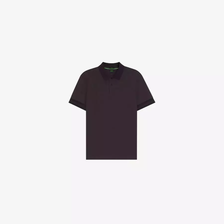 Áo polo cotton cổ sọc dáng ôm