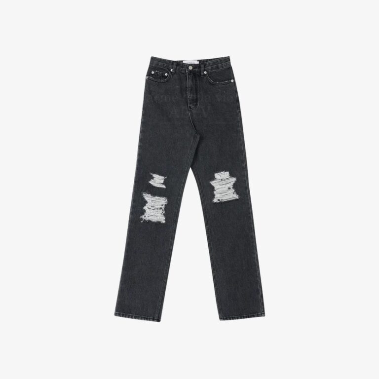 Quần denim dáng thẳng destroyed washing
