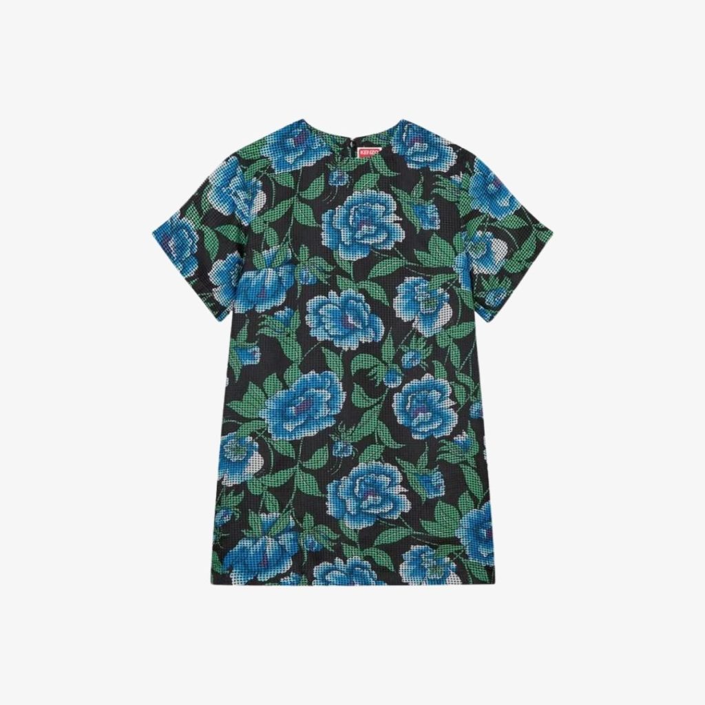 Đầm thun ngắn họa tiết hoa Peonies Kenzo
