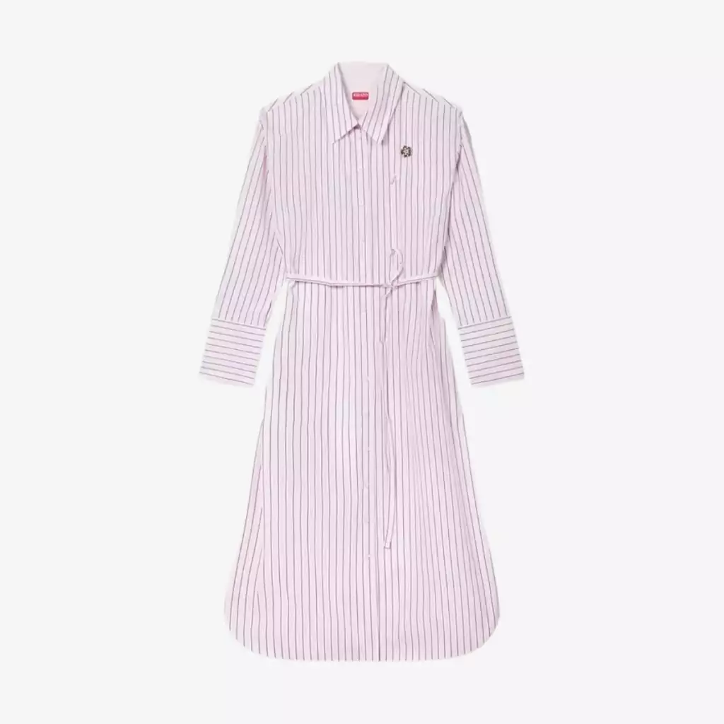 Đầm sơ mi midi họa tiết Boke Pin