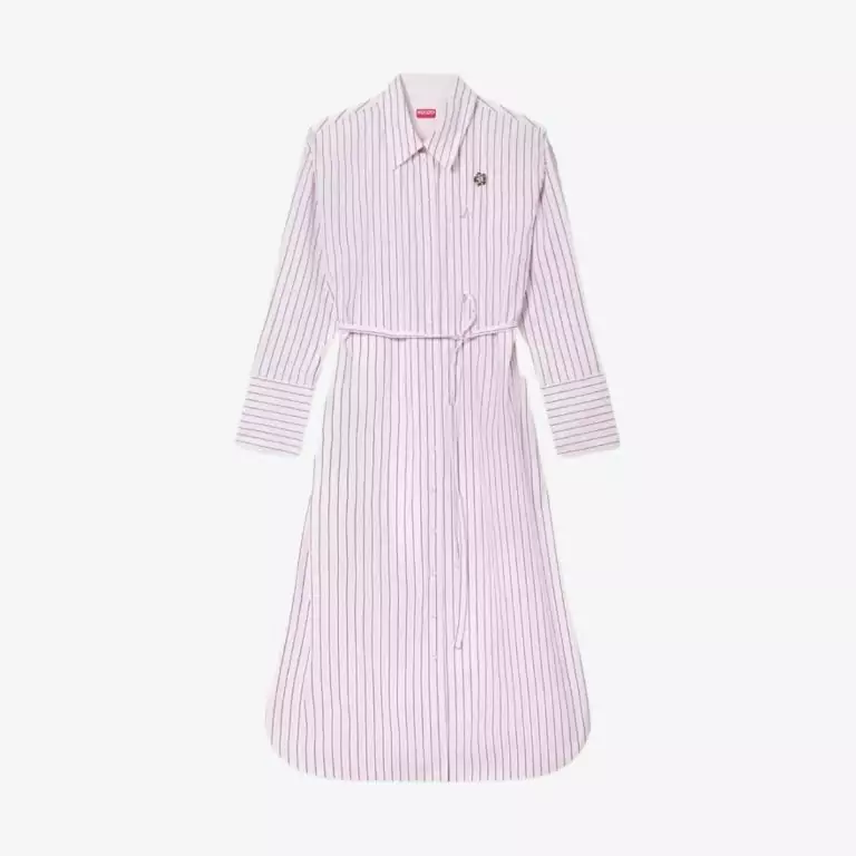 Đầm sơ mi midi họa tiết Boke Pin