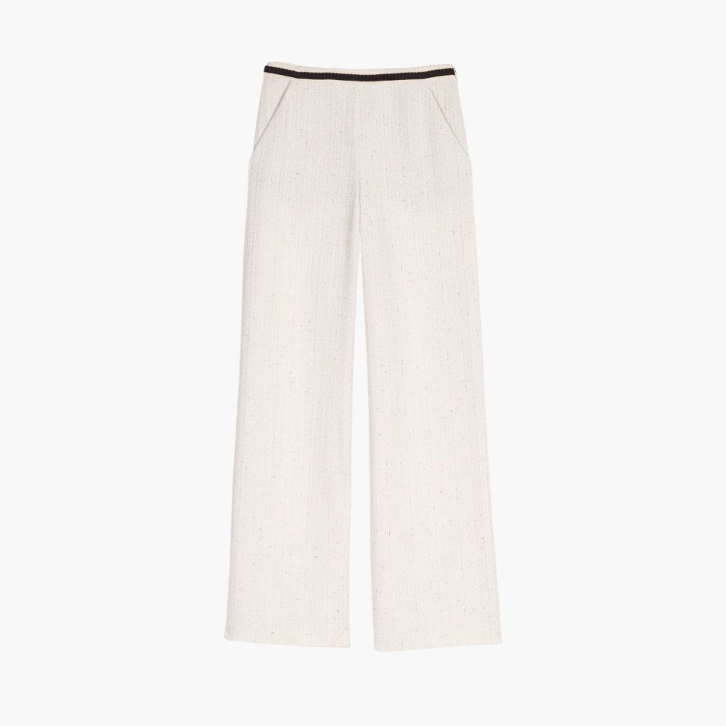 Quần tweed ống rộng phối viền