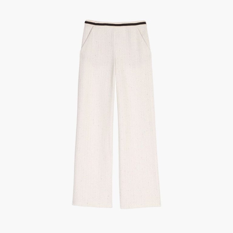 Quần tweed ống rộng phối viền