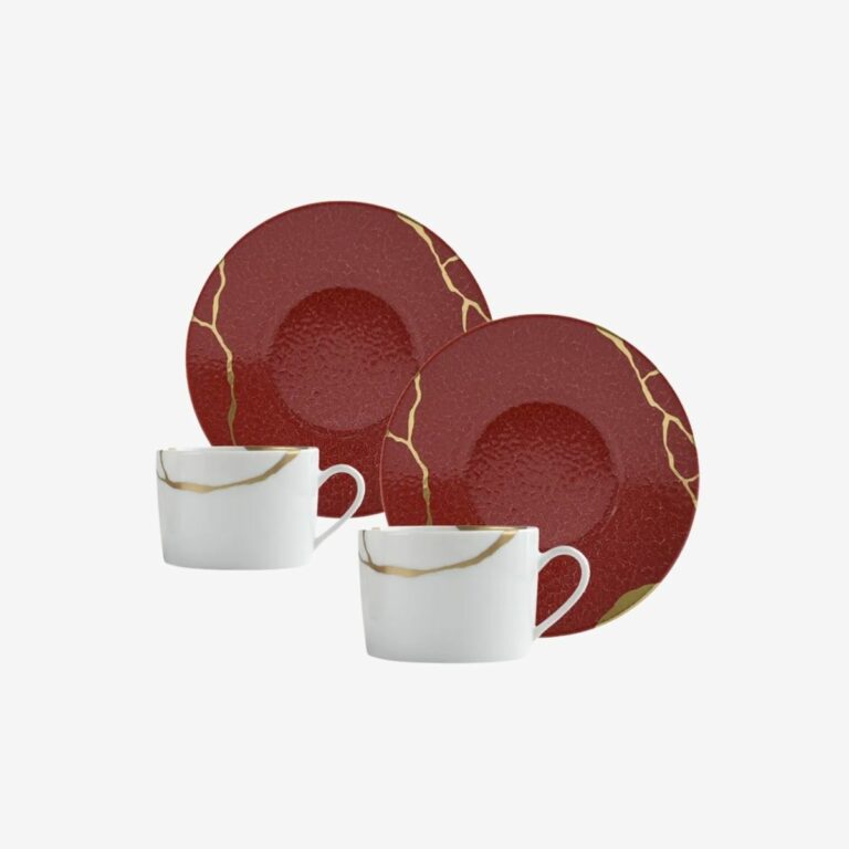 Bộ 2 cốc và đĩa Kintsugi Rouge Empereur