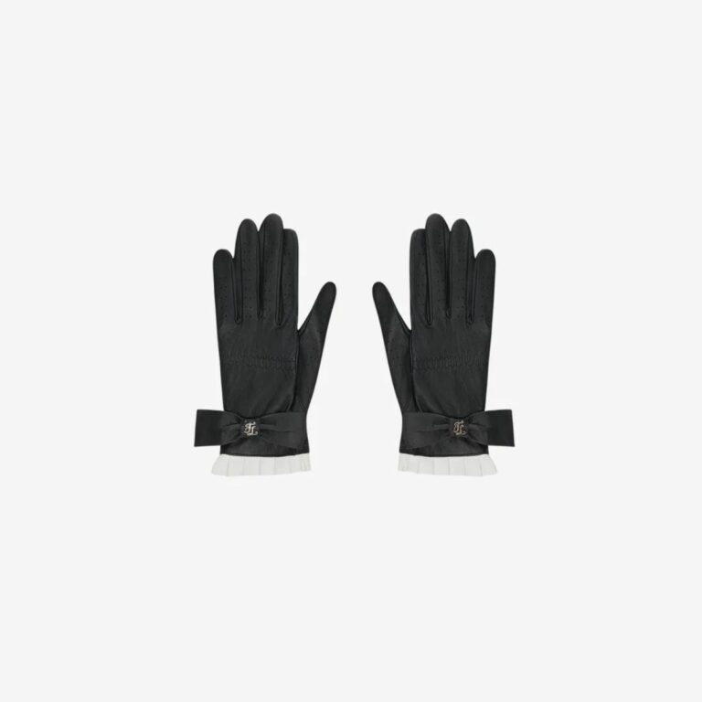 Găng tay da cừu gắn ruy băng