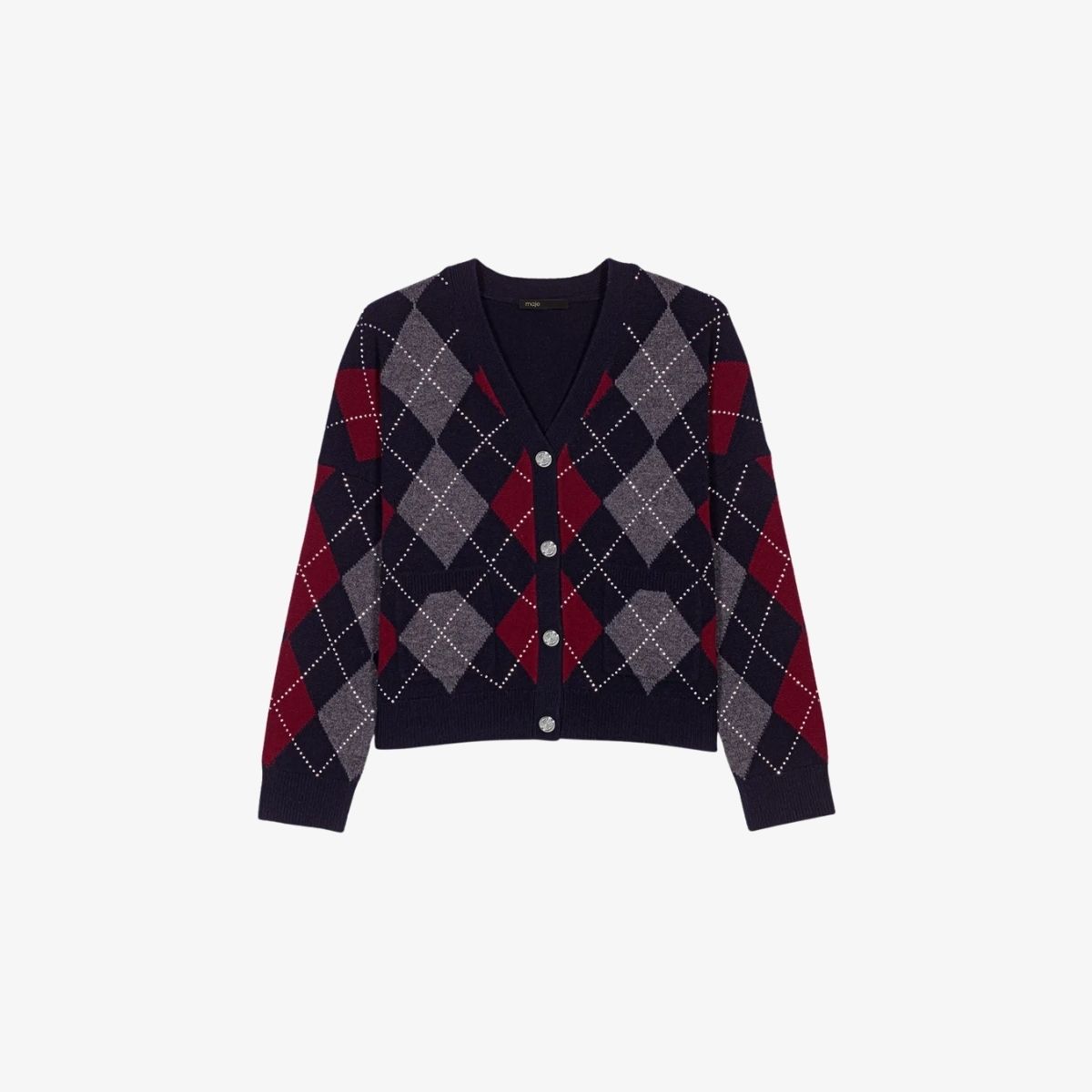 Cardigan dáng ngắn họa tiết caro