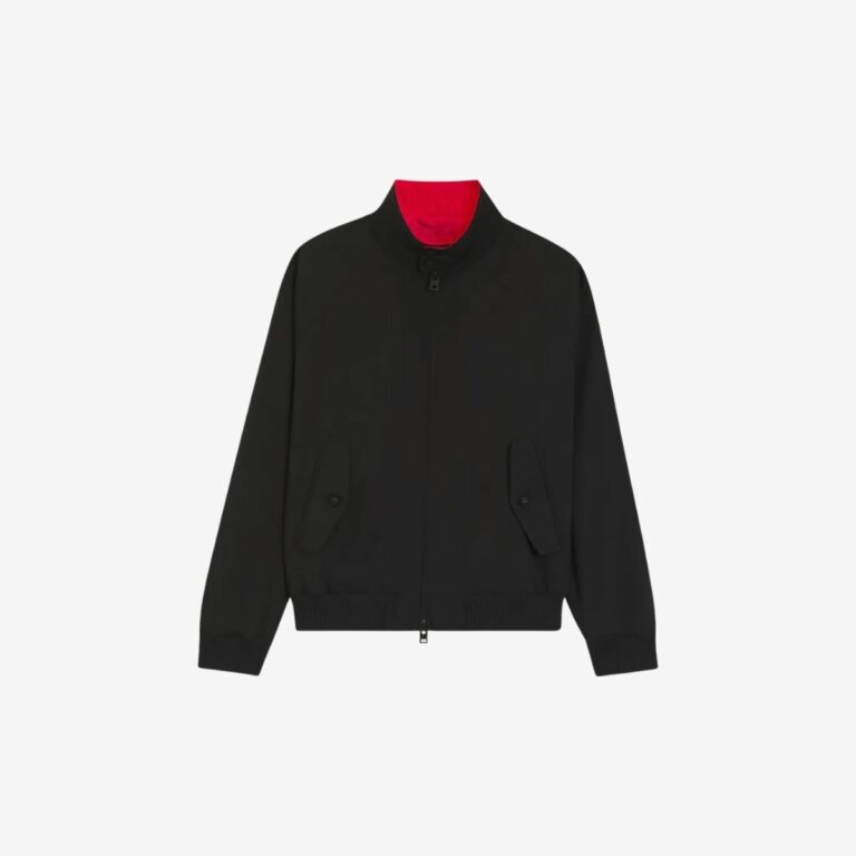 Áo khoác bomber vải chéo với cổ đứng cài nút