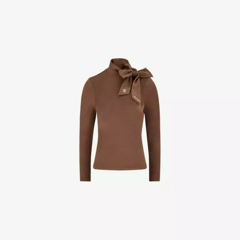 Áo thun cổ lọ phối nơ