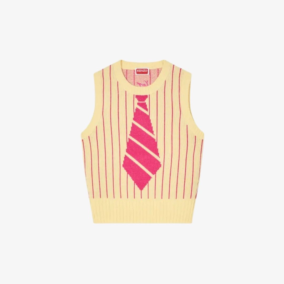 KENZO XUÂN HÈ 2026 16 Áo vest len dệt jacquard KENZO Trompe l’œil