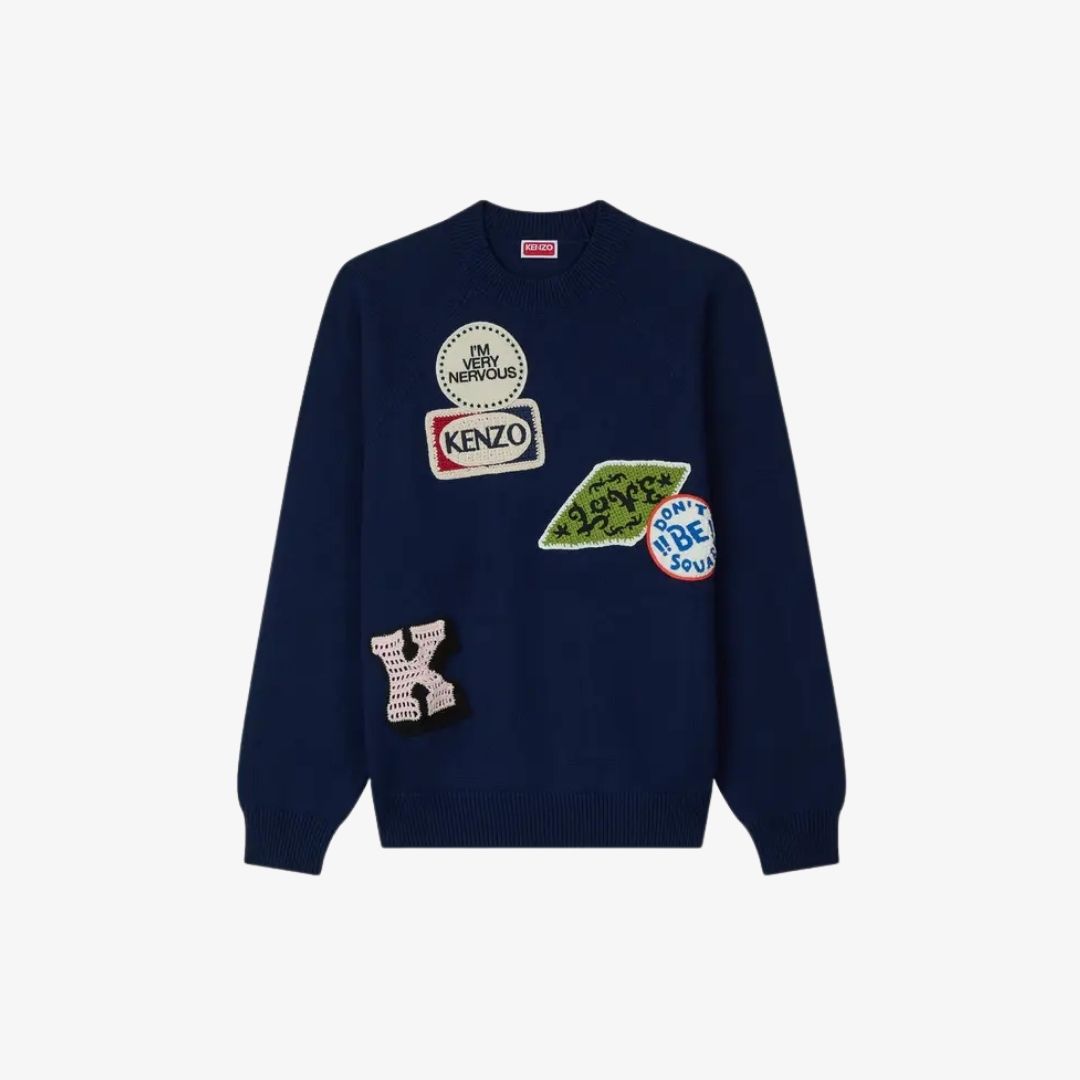 KENZO XUÂN HÈ 2026 13 Áo len KENZO Badges thêu pha cotton & len