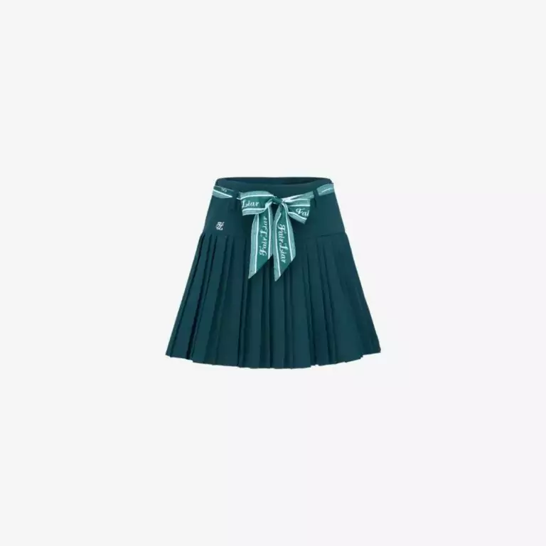 Chân váy xếp ly kèm đai dây ruy băng