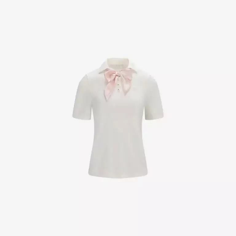 Áo ngắn tay Scarf Set Open-neck