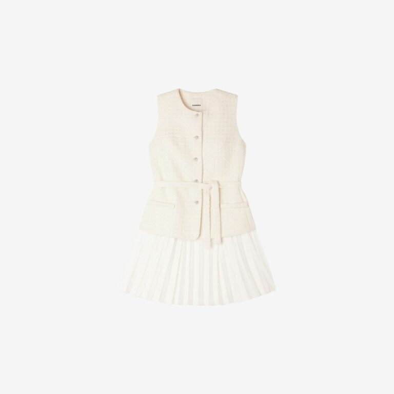 Váy mini hai chất liệu