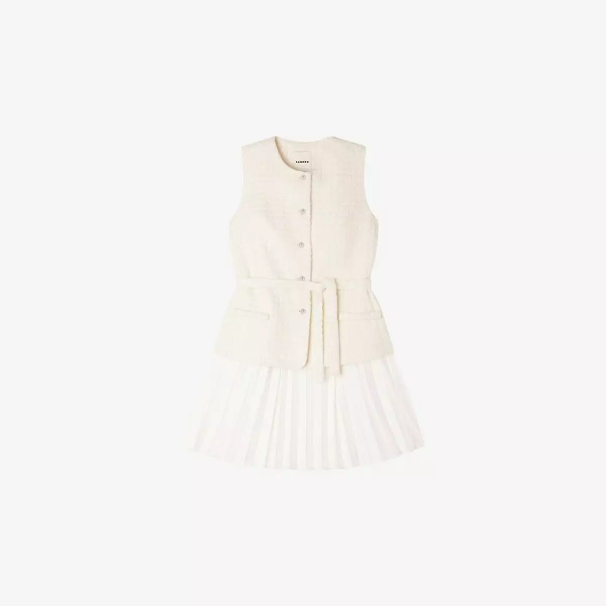 Váy mini hai chất liệu