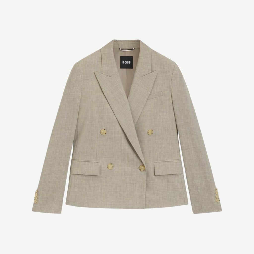 Áo blazer len virgin melange dáng regular