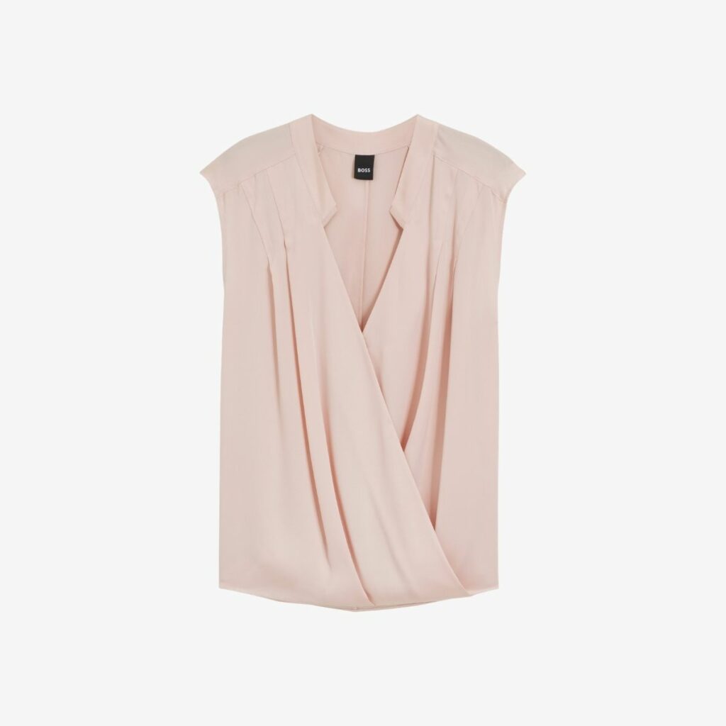 Áo blouse lụa co giãn dáng regular