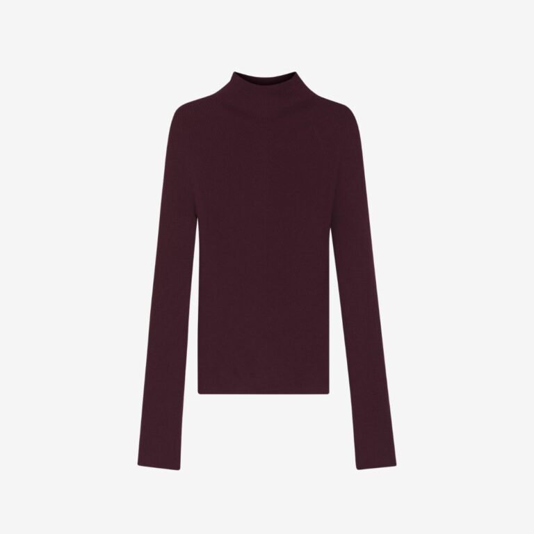 Áo len cổ mock merino gân