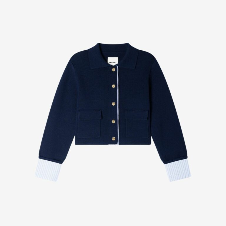 Áo khoác polo chi tiết vải poplin