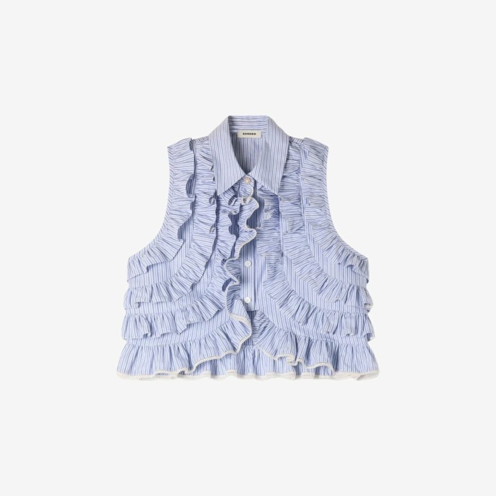 Áo sơ mi sọc xếp nếp