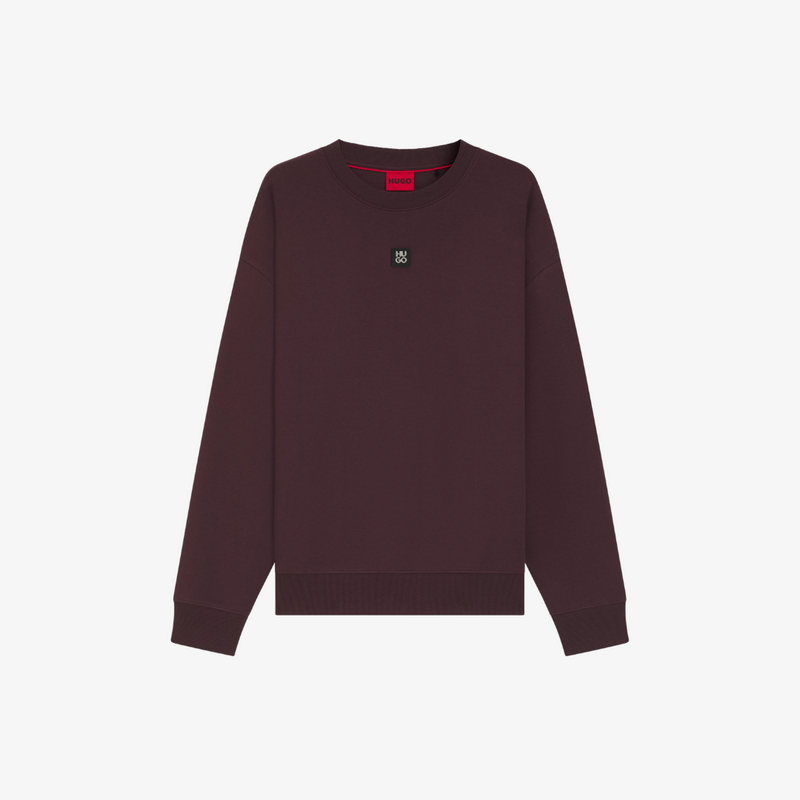 Áo sweatshirt phối logo xếp chồng vải cotton pha