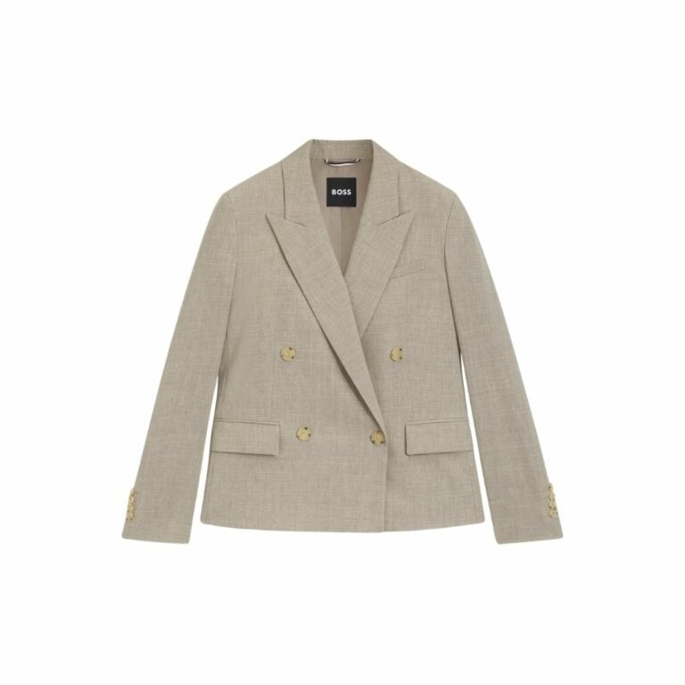 Áo blazer dáng regular bằng len virgin melange