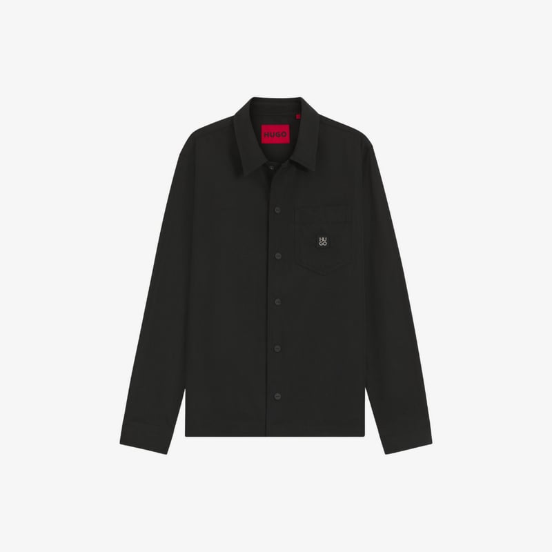 HUGO Xuân Hè 2026 6 Áo sơ mi oversized fit kèm badge logo xếp chồng