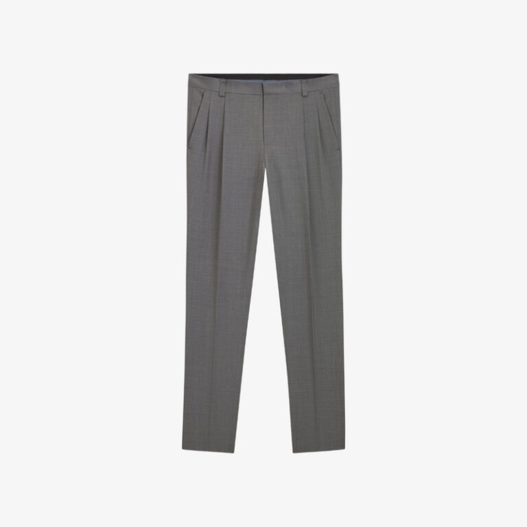 Quần dài Extra-slim-fit vải len nguyên chất dệt dobby