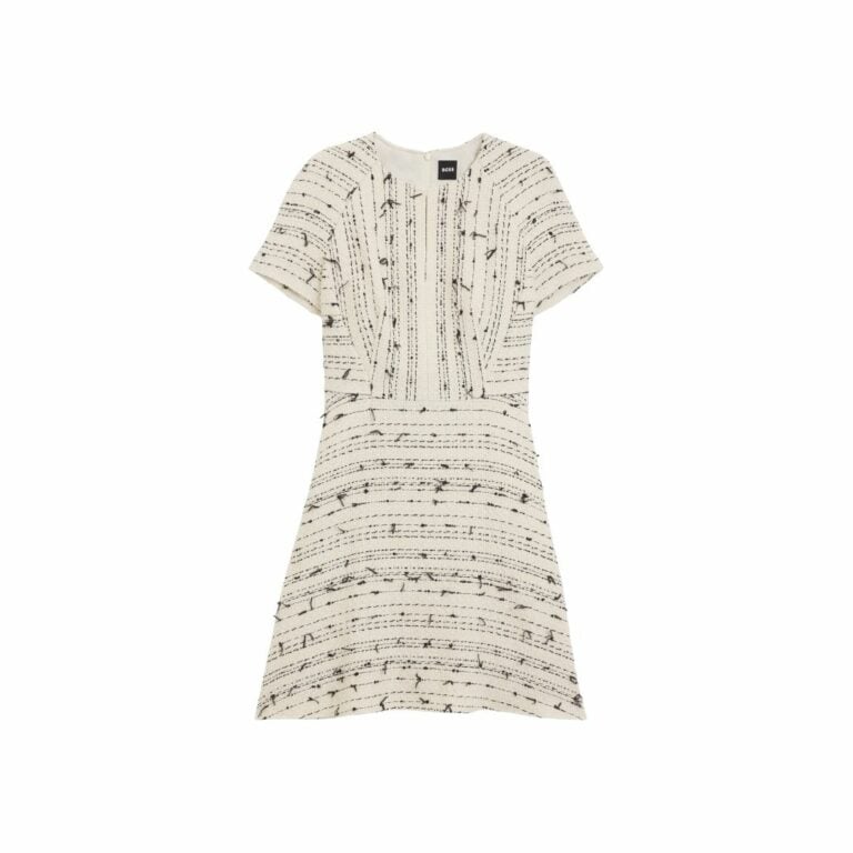 Đầm tweed sọc cotton pha