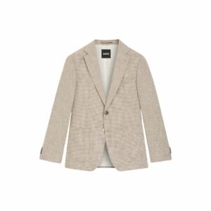 Áo blazer regular-fit, vải co giãn kẻ caro