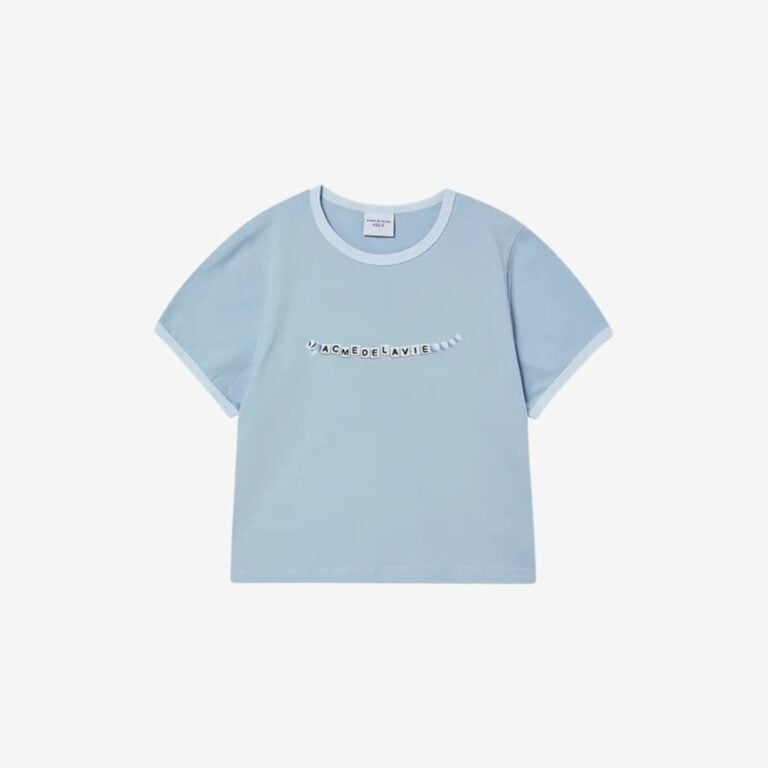 Áo Thun Snake Initial Ringer Crop Xanh Da Trời