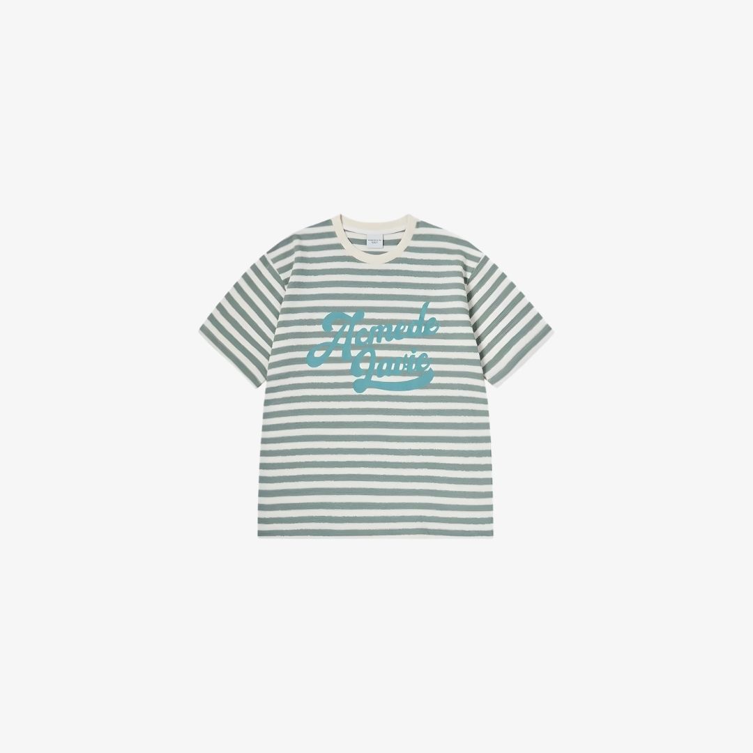 Áo Thun Stripe Logo Print Xanh Lá