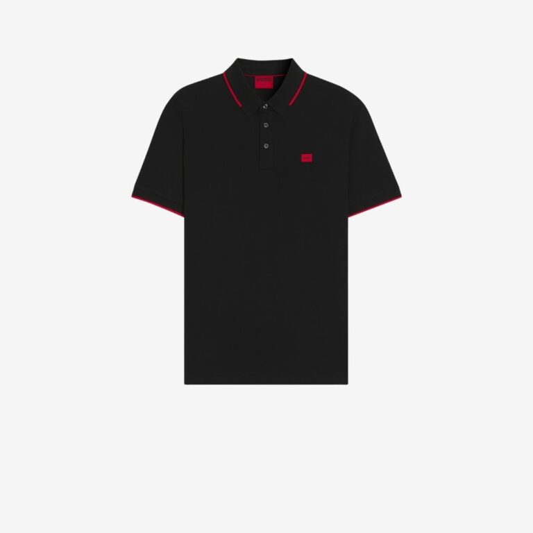 Áo polo dáng slim, cotton piqué với nhãn logo đỏ