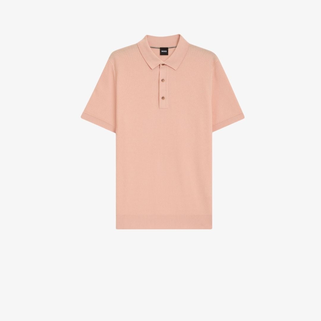 Áo polo dệt kim dáng regular, pha cotton